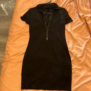 Petite Zipper Front Bodycon Dress